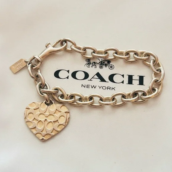 Coach 925 Y2K Heart Sterling Silver Charm Bracelet - Picture 3 of 11